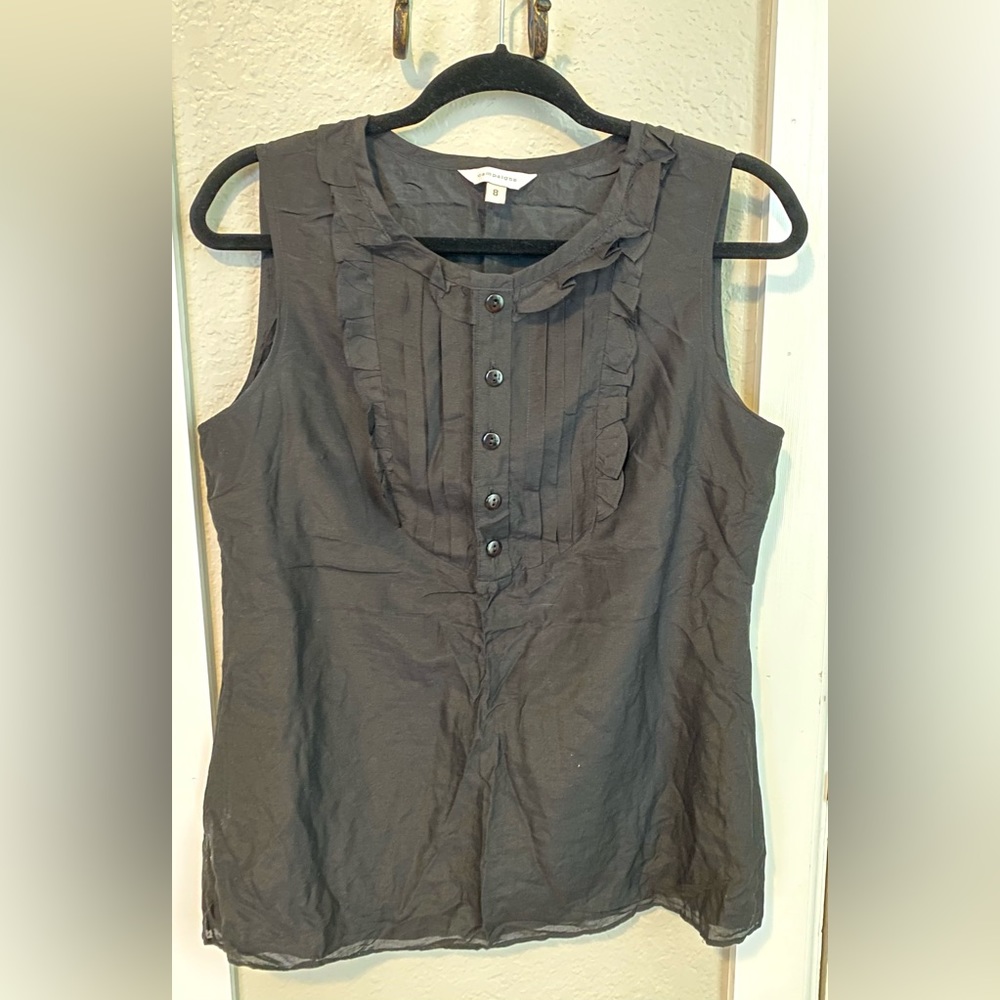 Campaigne, Cotton Silk Blend, Black Sleeveless blouse, size 8